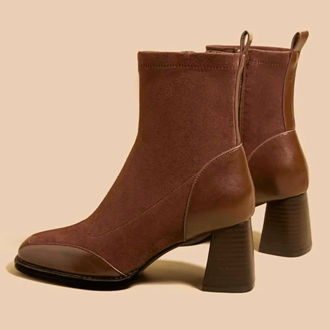 Liravène | Femme Bottines Talon Carré Suédine - Brown - Image 3
