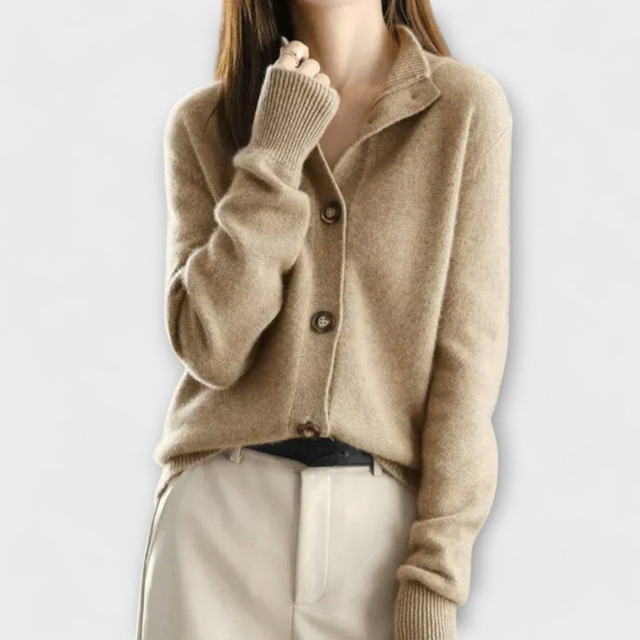 Lirvane | Cardigan Femme Col Chemise Boutons - Cream - Image 2