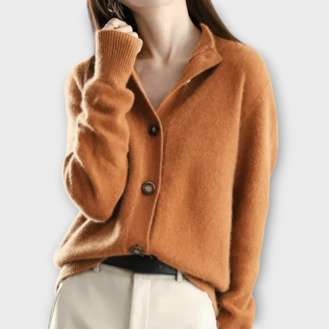Lirvane | Cardigan Femme Col Chemise Boutons - Cream - Image 6
