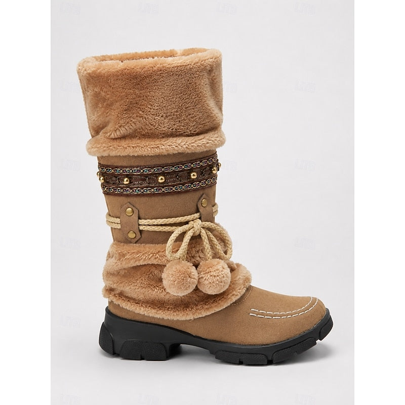 Lirvonde | Femme Bottes Hiver Fourrées Mi-Mollet - Camel - Image 5