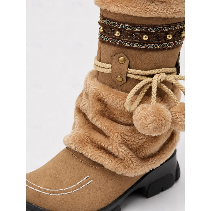 Lirvonde | Femme Bottes Hiver Fourrées Mi-Mollet - Camel - Image 6