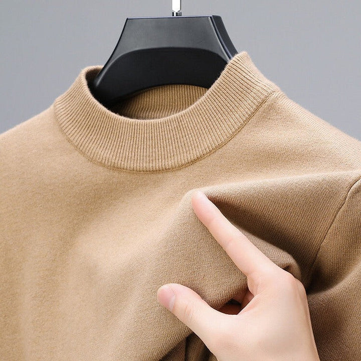 Florent | Homme Pull Col Montant Maille Douce - Camel - Image 1