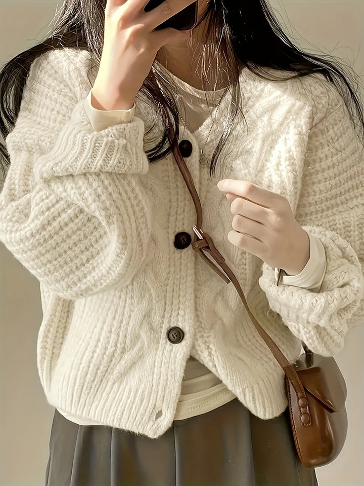 Léodine | Cardigan Femme Grosse Maille Oversize - Cream - Image 5