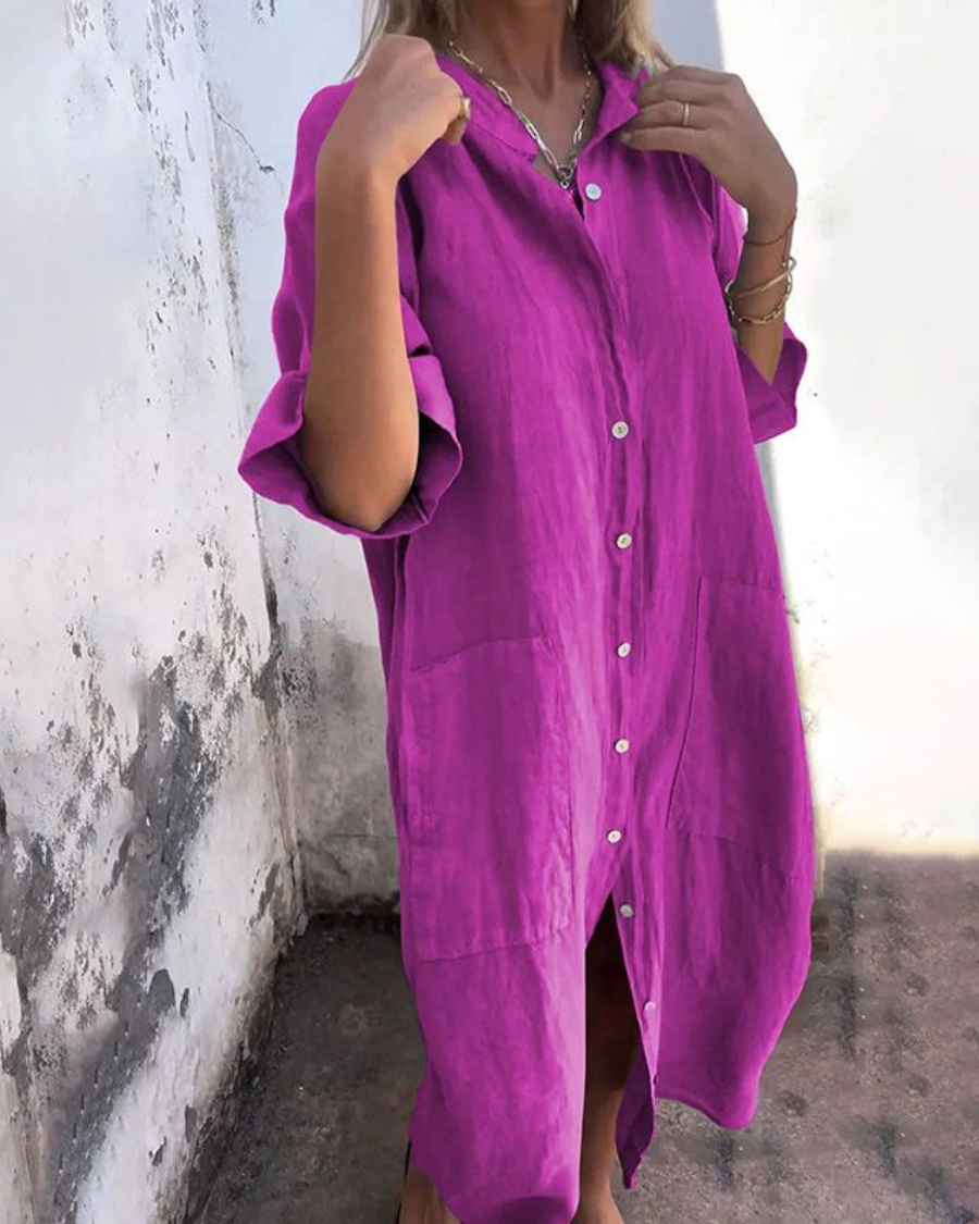 Éloise | Robe Femme Chemise Mi-Longue Coupe Ample - Image 5