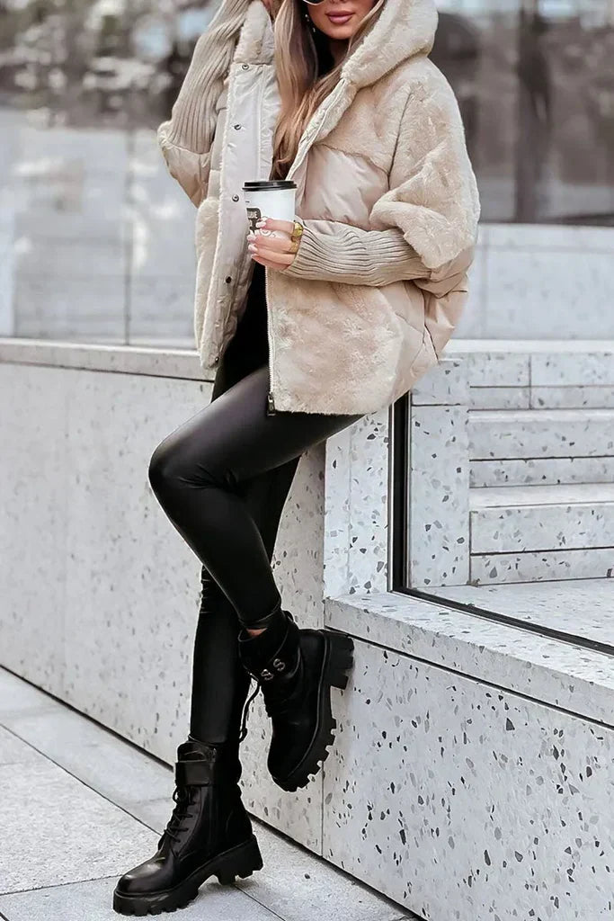 Lorianne | Doudoune Femme Oversize Capuche Fourrure - Camel - Image 10