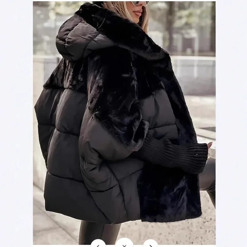 Lorianne | Doudoune Femme Oversize Capuche Fourrure - Camel - Image 4