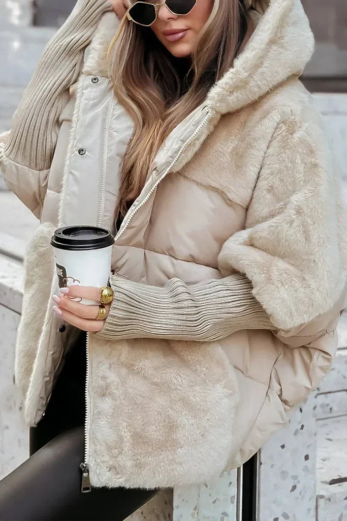 Lorianne | Doudoune Femme Oversize Capuche Fourrure - Camel - Image 7