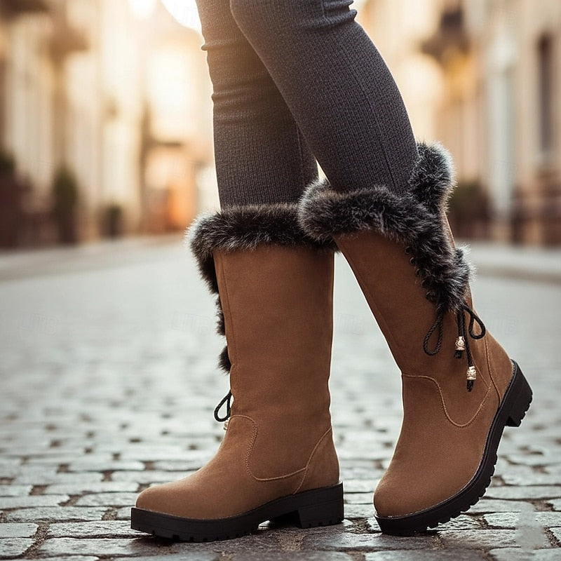 Lorianne | Femme Bottes Montantes Fourrure Hiver - Camel - Image 1