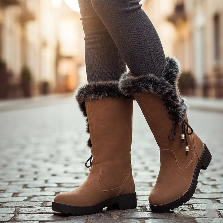 Lorianne | Femme Bottes Montantes Fourrure Hiver - Camel - Image 1