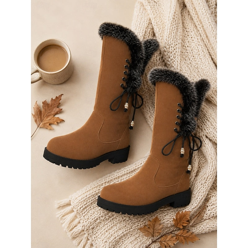 Lorianne | Femme Bottes Montantes Fourrure Hiver - Camel - Image 15
