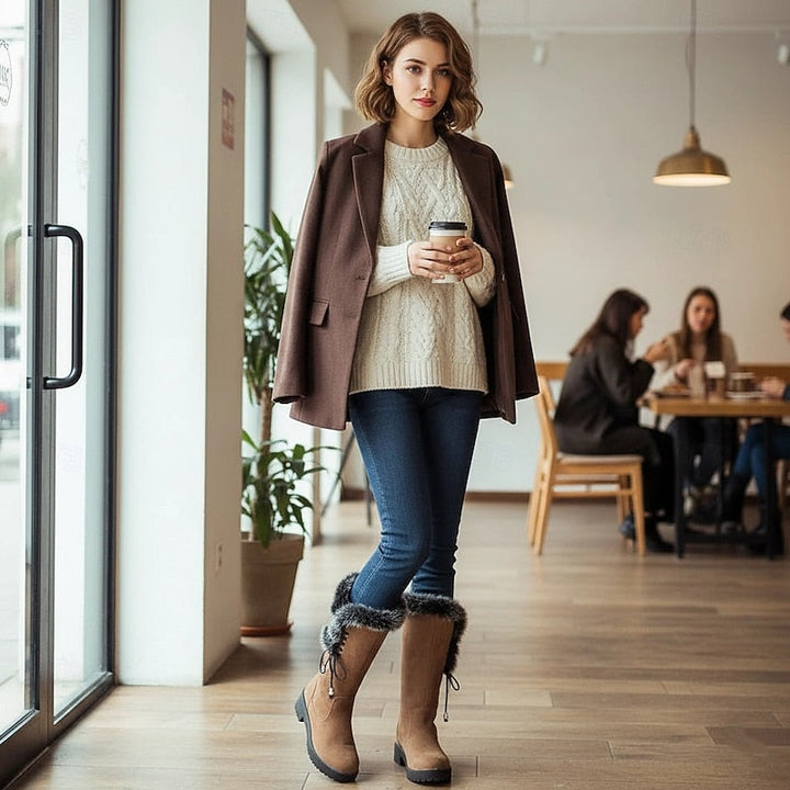 Lorianne | Femme Bottes Montantes Fourrure Hiver - Camel - Image 5