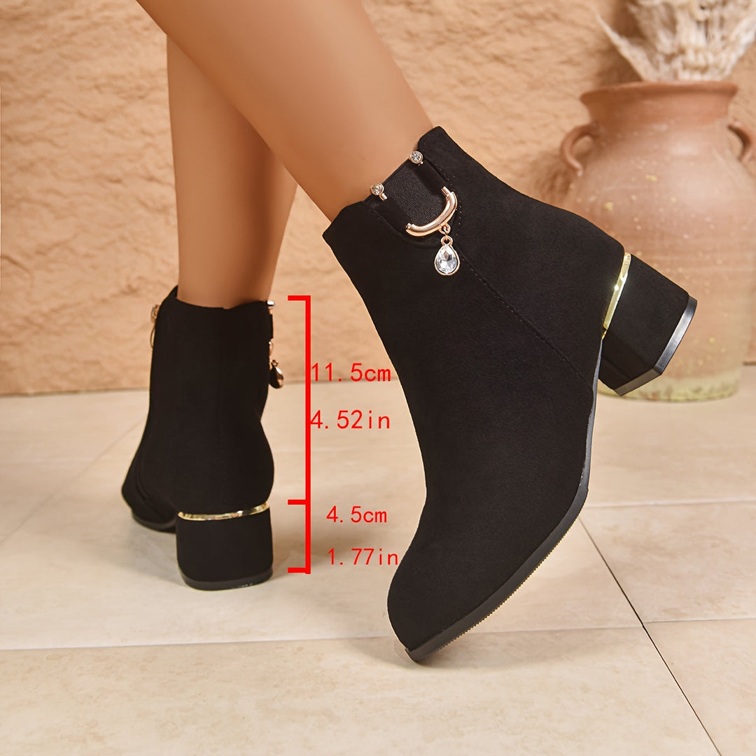 Lorvael | Femme Bottines Talon Carré Suédine - Brown - Image 3