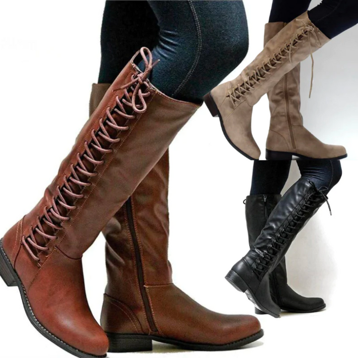 Lorvaine | Bottes Hautes Femme Lacées Tige Montante - Black - Image 4