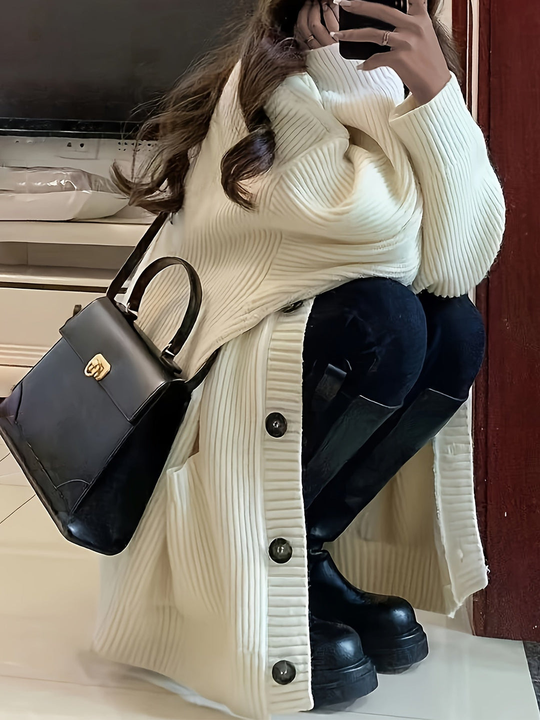 Lorvaine | Gilet en Maille Femme Oversize Boutons - Image 6