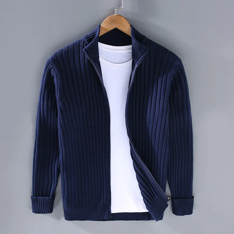Lorvand | Homme Pull Zippé Maille Côtelée - Light Grey - Image 5