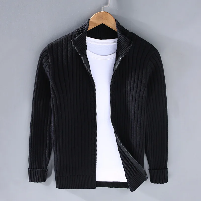 Lorvand | Homme Pull Zippé Maille Côtelée - Light Grey - Image 6