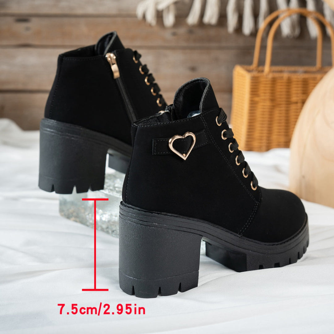 Lorvane | Femme Bottines à Lacets Talon Bloc - Beige - Image 11