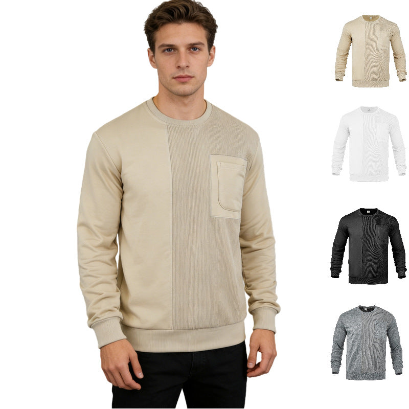 Lorvec | Sweat Col Rond Homme Poche Poitrine - Beige - Image 1