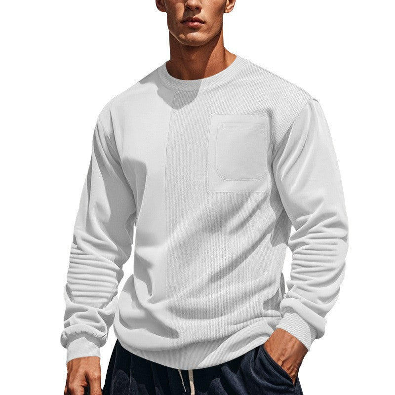 Lorvec | Sweat Col Rond Homme Poche Poitrine - Beige - Image 4