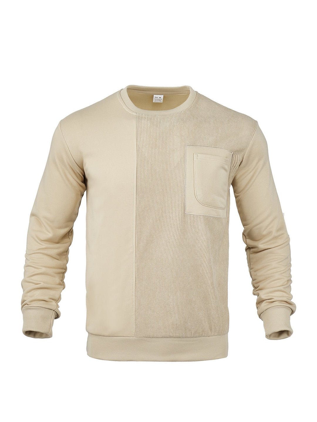 Lorvec | Sweat Col Rond Homme Poche Poitrine - Beige - Image 8