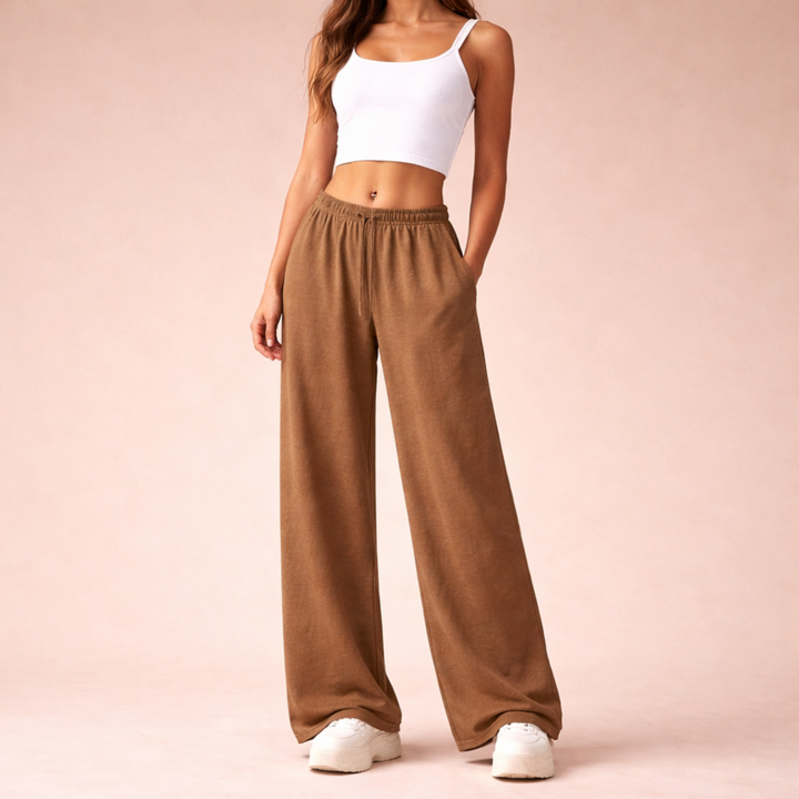 Lorvène | Femme Pantalon Large Jogging Ample - Light Brown - Image 8