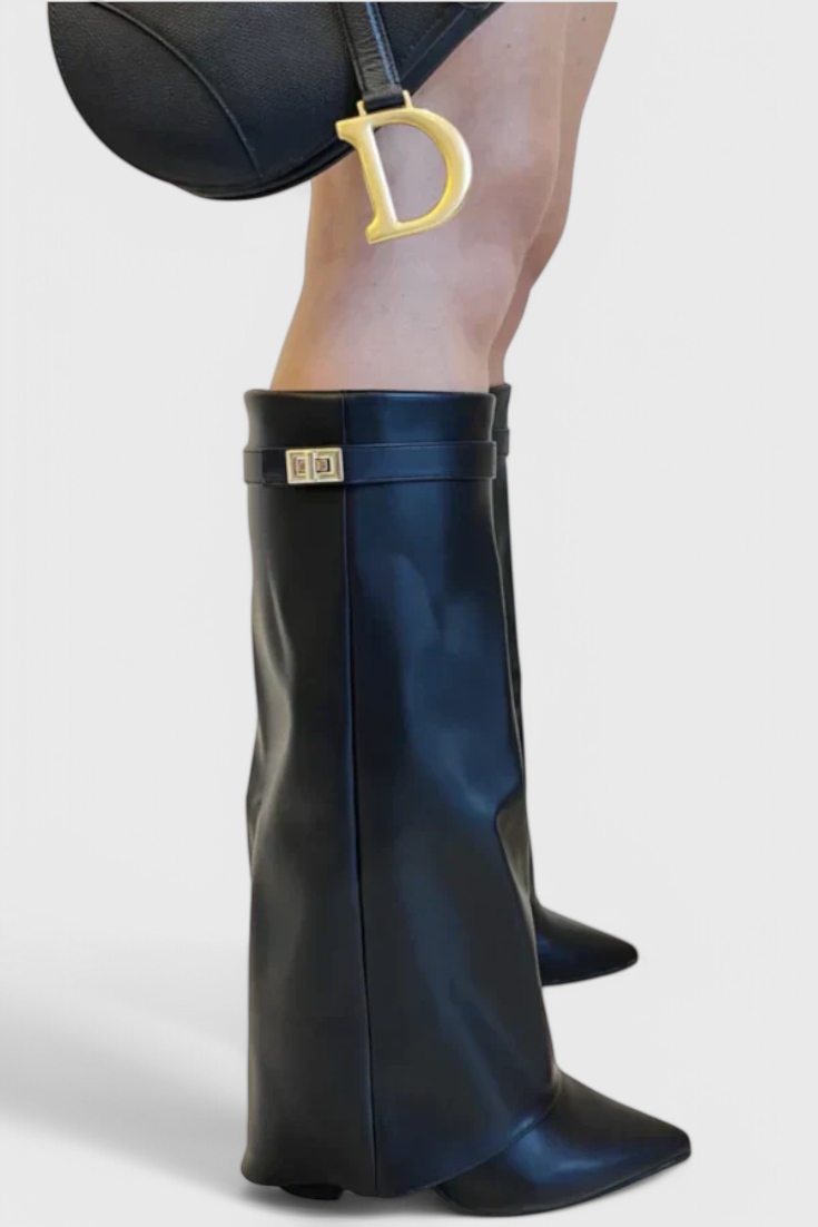 Léovyne | Bottes Femme Genou Rabattables Daim - Beige - Image 12