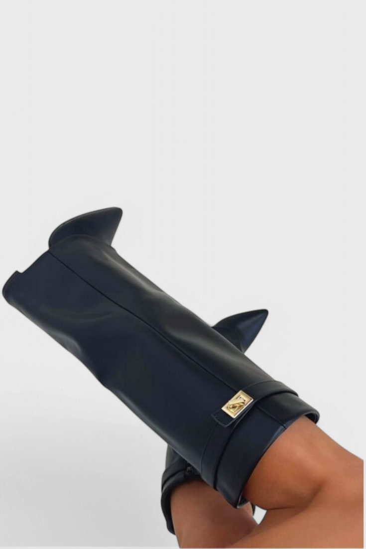 Léovyne | Bottes Femme Genou Rabattables Daim - Beige - Image 13