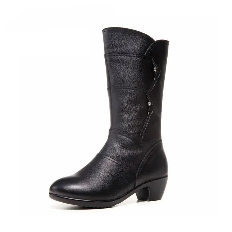 Élowande | Femme Bottes Mi-Mollet Talon Bloc - Black - Image 7