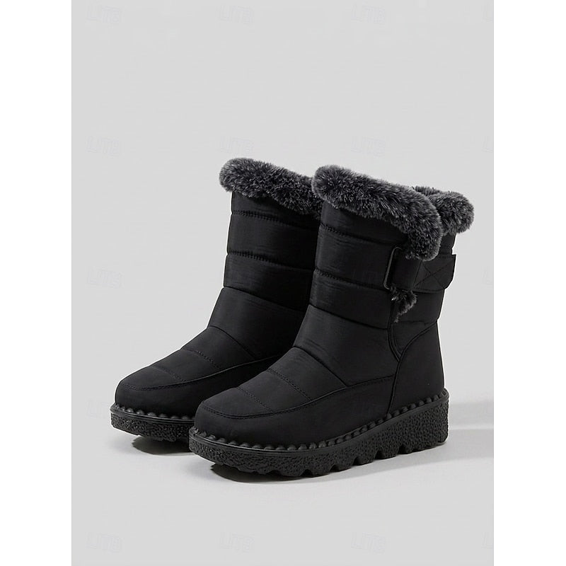 Élowarde | Bottes Neige Femme Imperméables Fourrées - Black - Image 1