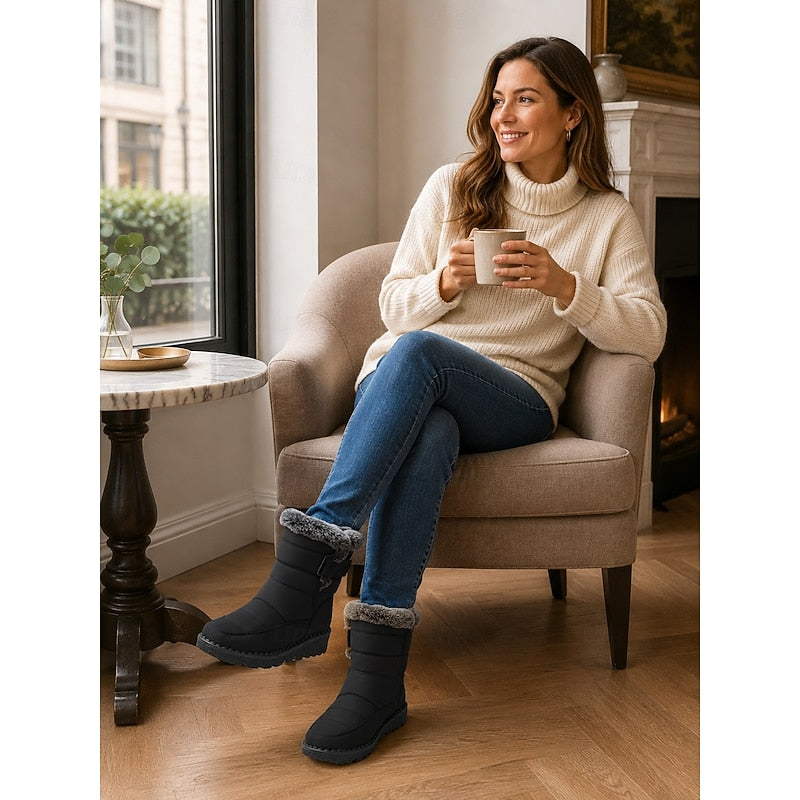 Élowarde | Bottes Neige Femme Imperméables Fourrées - Black - Image 12