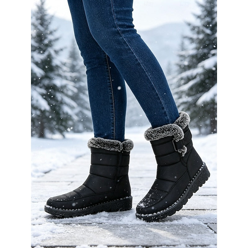 Élowarde | Bottes Neige Femme Imperméables Fourrées - Black - Image 3