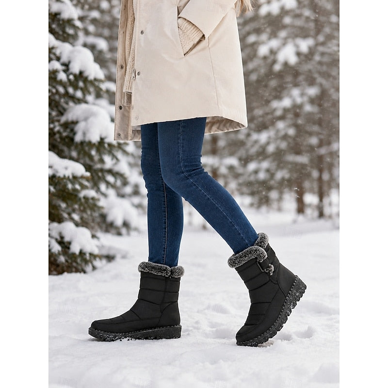 Élowarde | Bottes Neige Femme Imperméables Fourrées - Black - Image 4