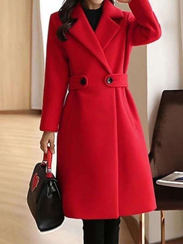 Élowarde | Femme Manteau Long Col Cranté - Camel - Image 2