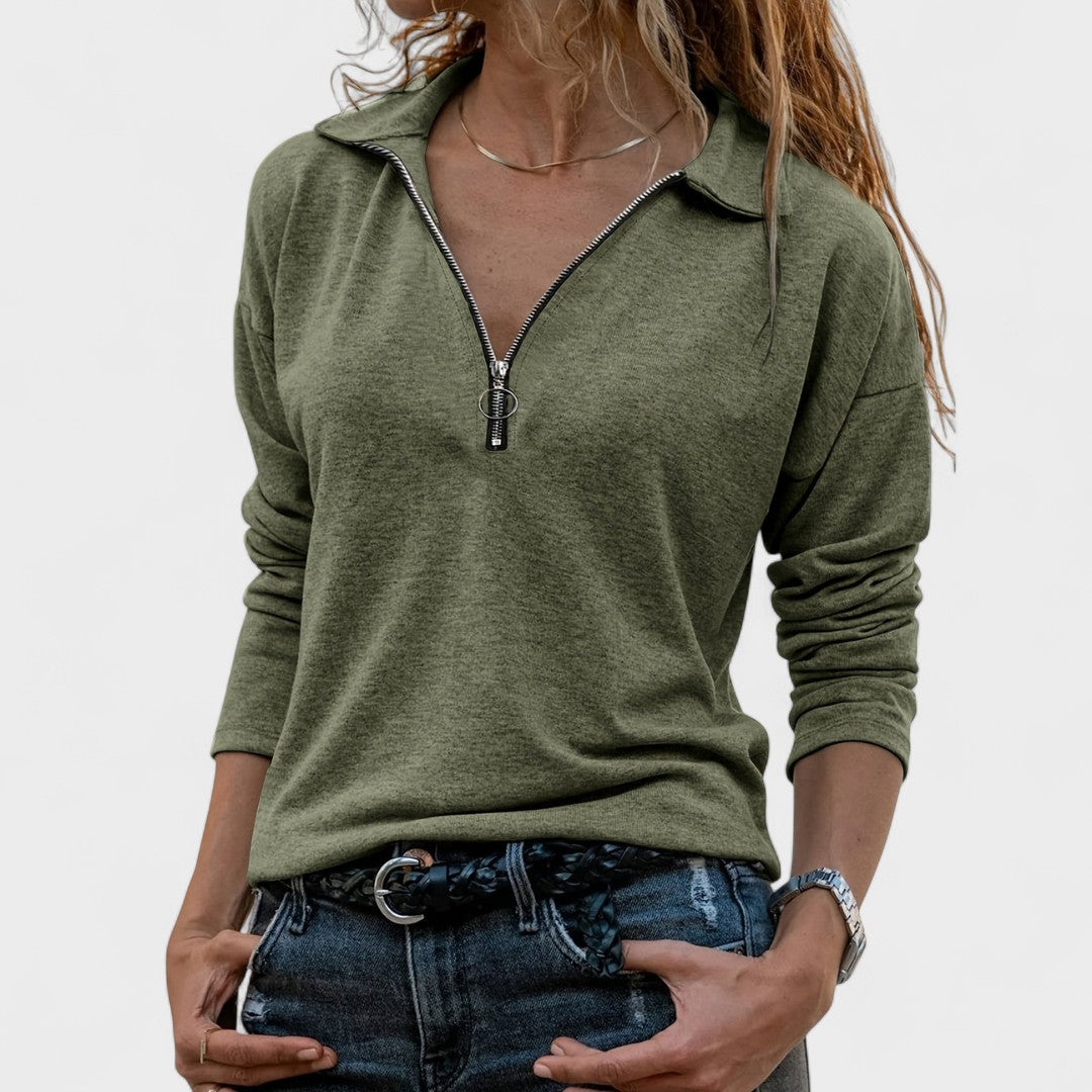 Léowen | Pull Femme Demi-Zip Col Polo - Image 1