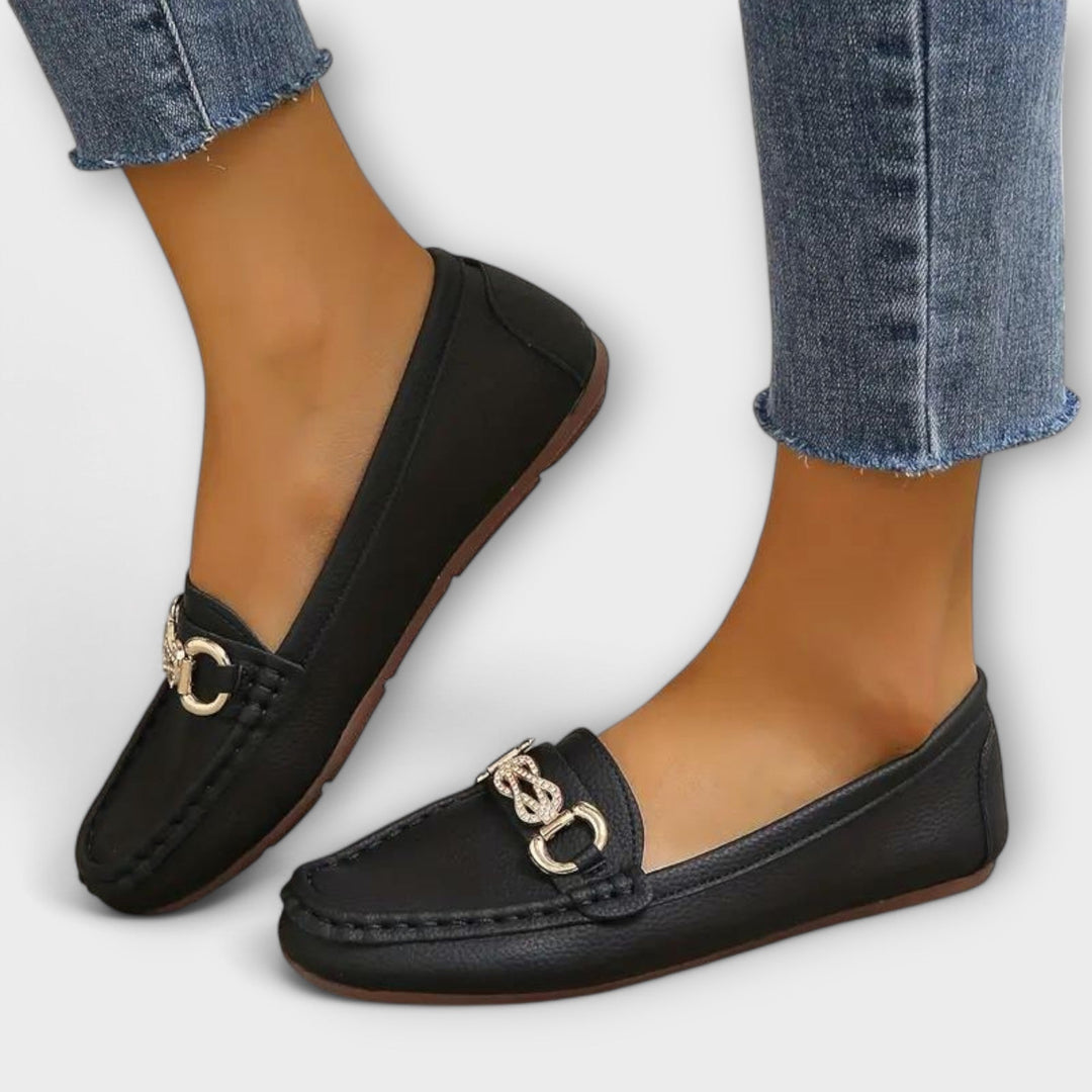 Élowïne | Mocassins Femme Sans Lacets Détail Doré - Image 1