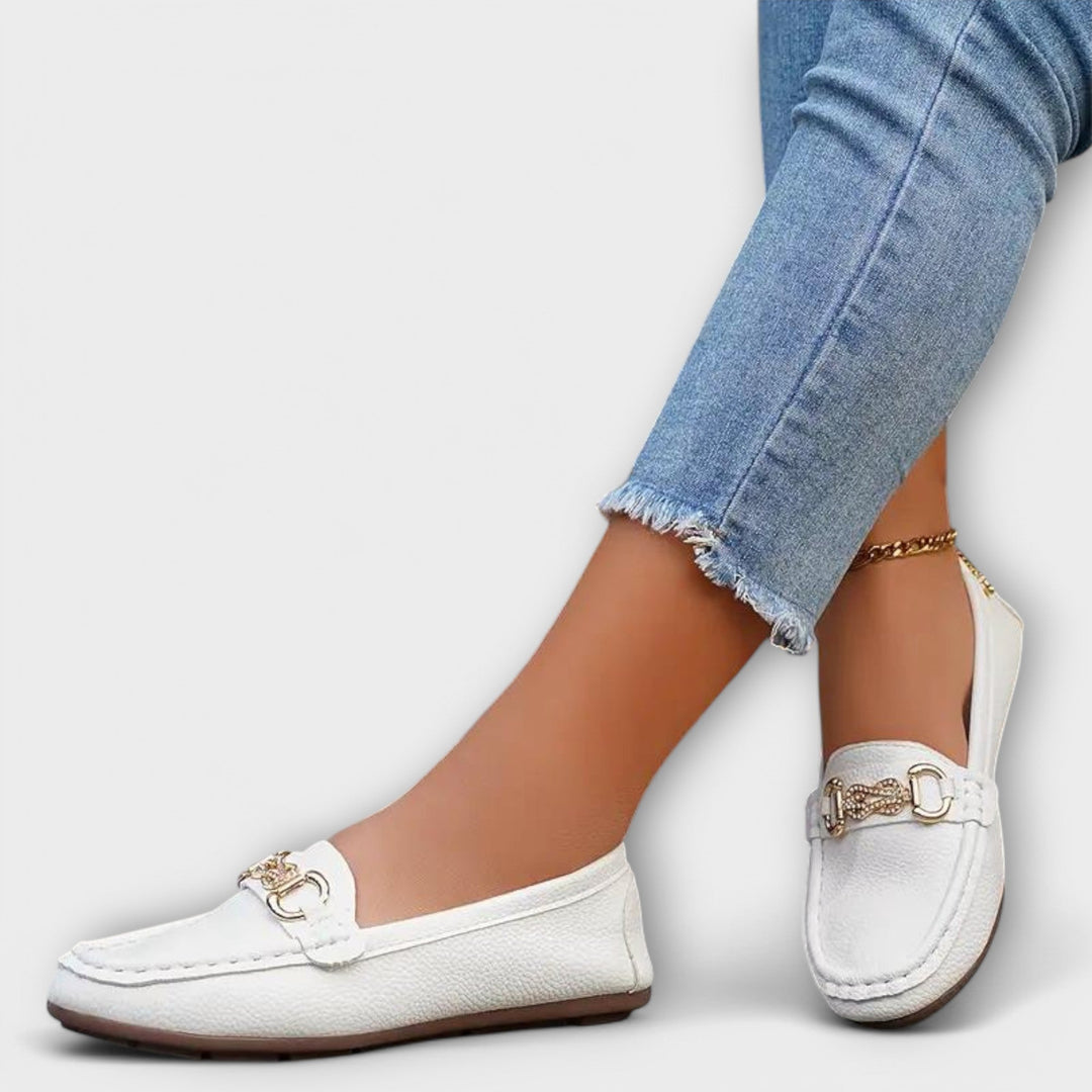 Élowïne | Mocassins Femme Sans Lacets Détail Doré - Image 2
