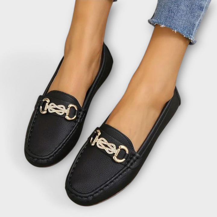 Élowïne | Mocassins Femme Sans Lacets Détail Doré - Image 4