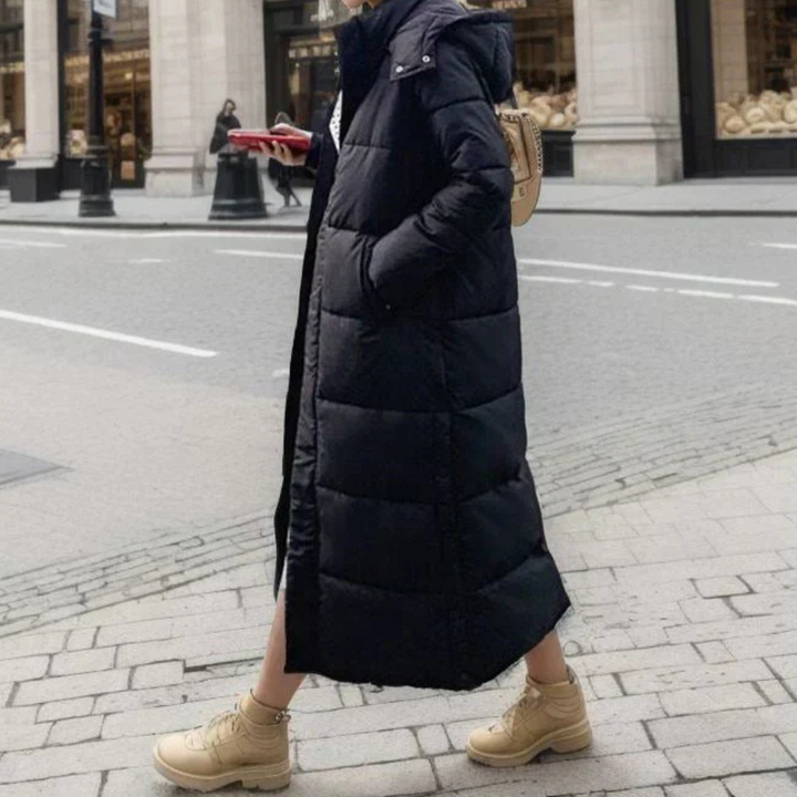 Élowyne | Doudoune Longue Femme à Capuche Hiver - Black - Image 9