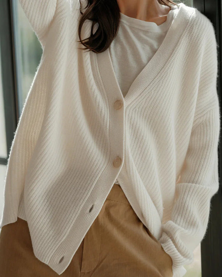 Élvaine | Femme Gilet Oversize Côtelé à Boutons - Taupe - Image 3