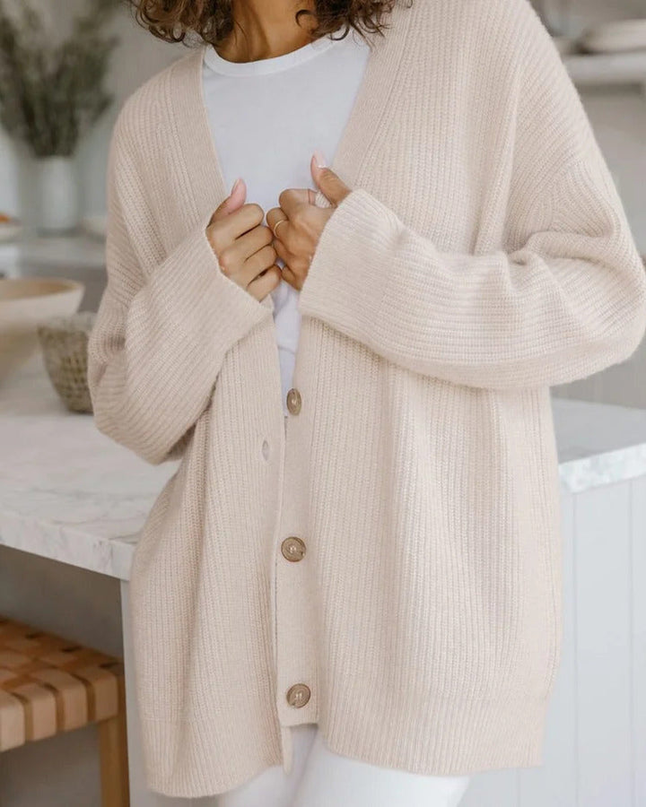 Élvaine | Femme Gilet Oversize Côtelé à Boutons - Taupe - Image 4