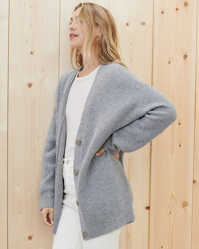 Élvaine | Femme Gilet Oversize Côtelé à Boutons - Taupe - Image 6