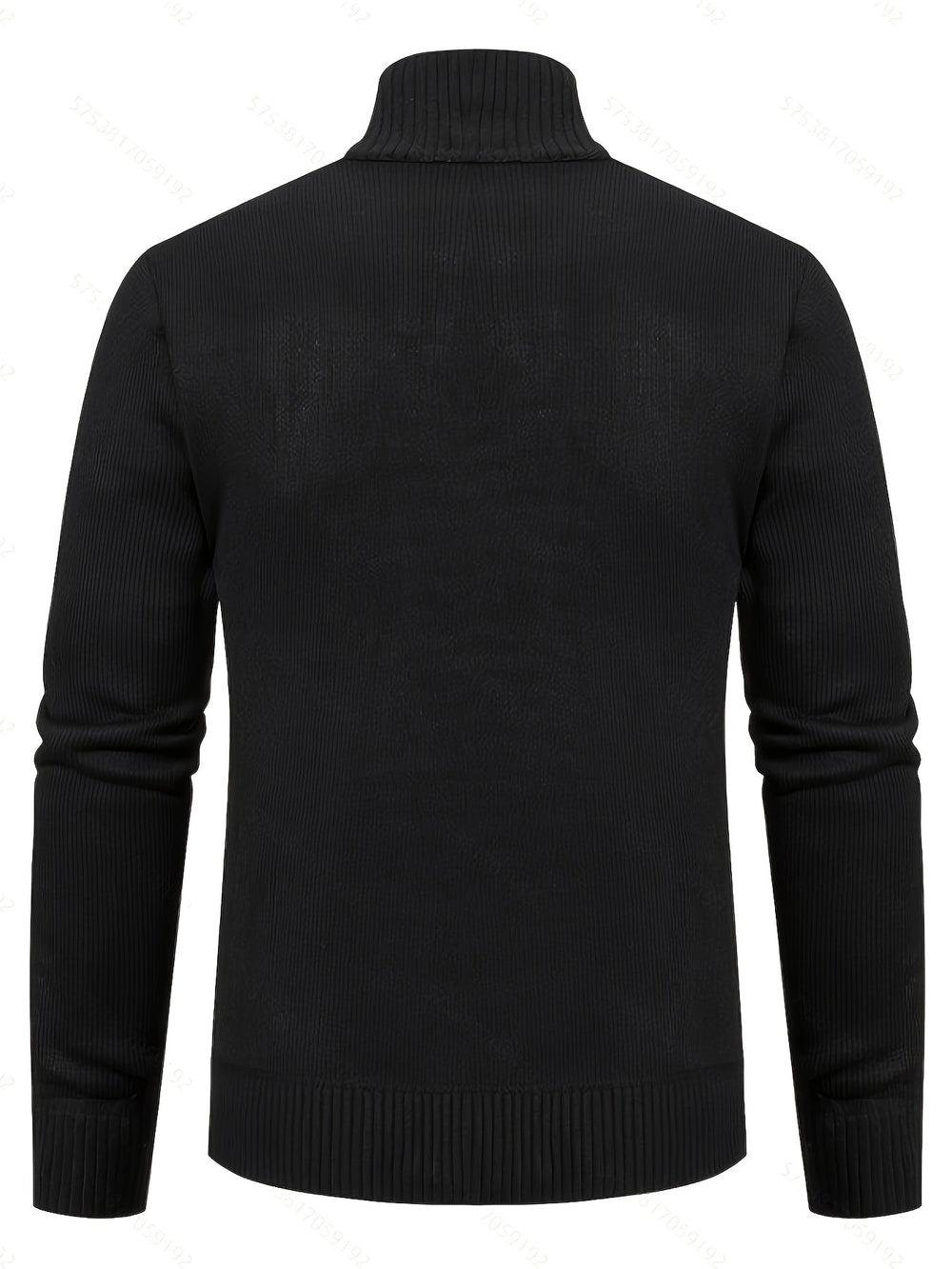 Lévand | Homme Cardigan Zippé Torsadé Col Montant - Black - Image 2