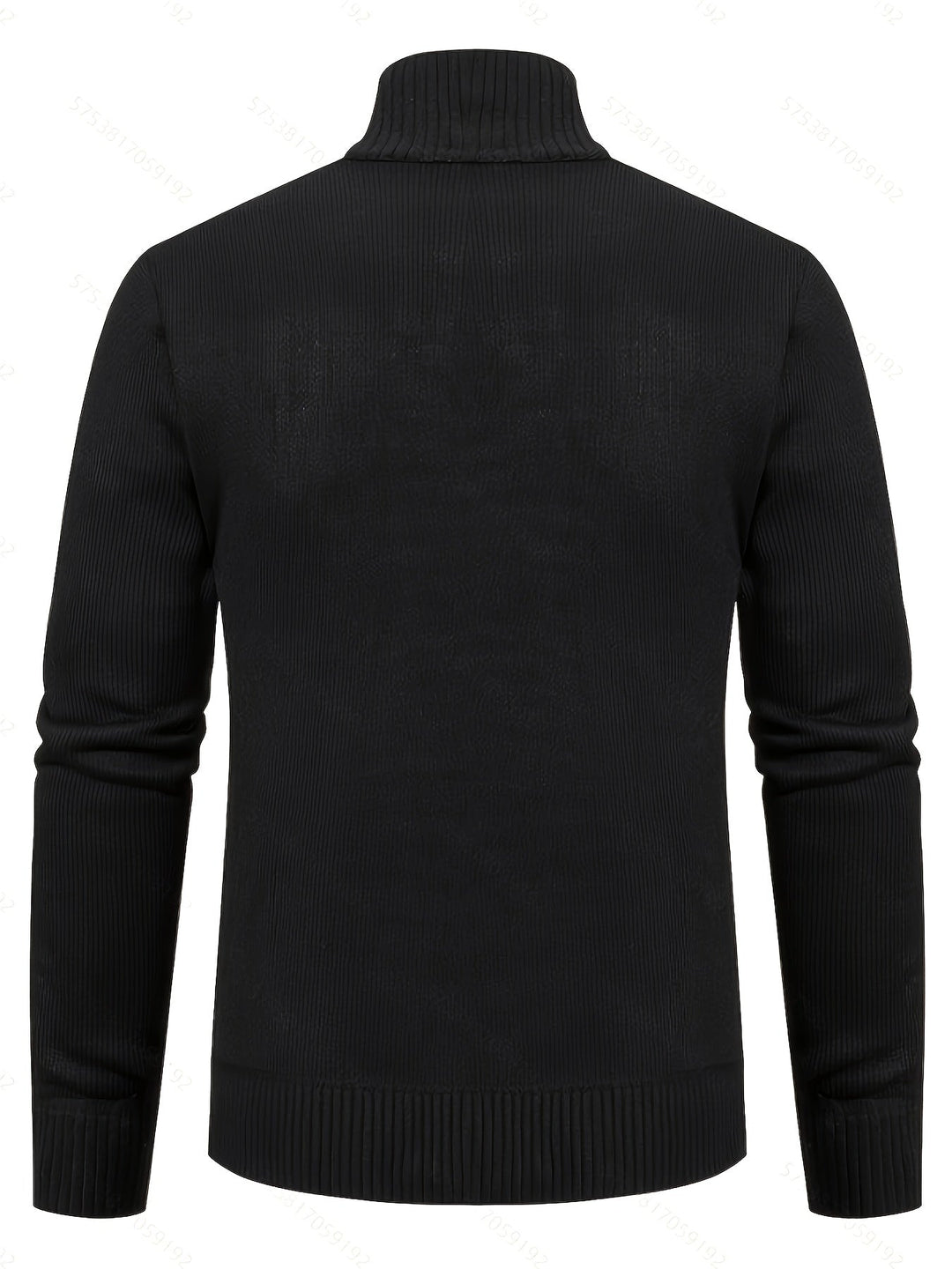 Lévand | Homme Cardigan Zippé Torsadé Col Montant - Black - Image 2