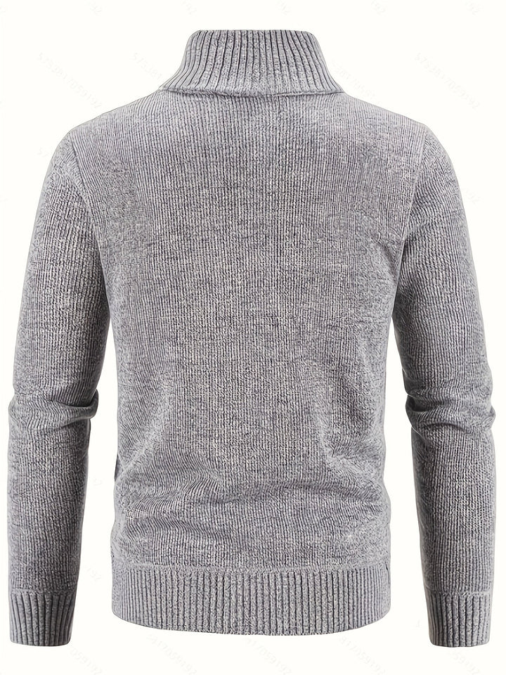 Lévand | Homme Cardigan Zippé Torsadé Col Montant - Black - Image 9
