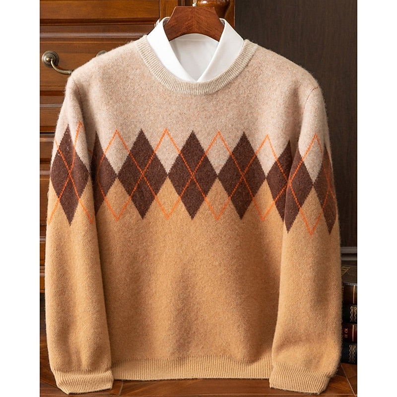 Élvand | Homme Pull Col Rond Motif Losange - Image 2