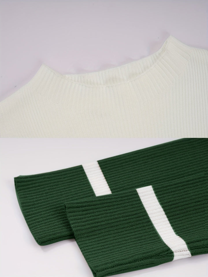 Élvhande | Femme Robe Pull Rayée Maille Côtelée Midi - Image 13
