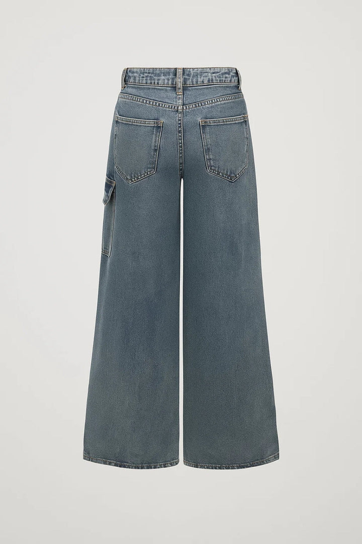 Élvhine | Femme Jean Large Taille Haute Nœuds - Blue - Image 3