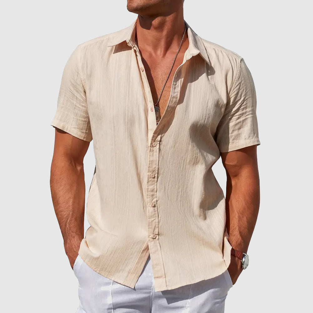 Lysander | Men's Short Sleeve Button-Up Casual Shirt - Light Blue - Image 2