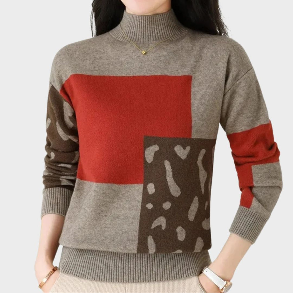 Lysandra | Women's Mock Neck Colorblock Sweater - Image 2