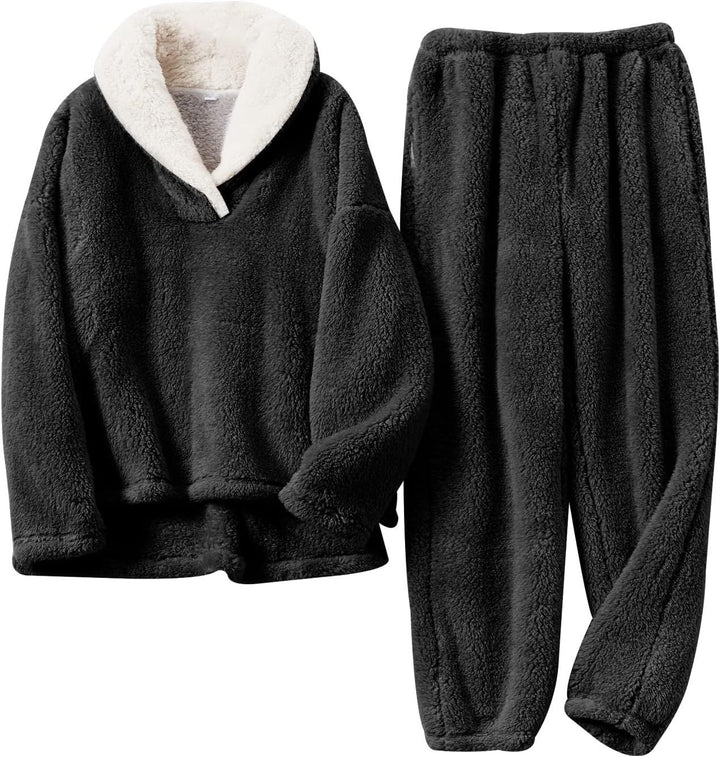 Lyvande | Ensemble Pyjama Polaire Femme Capuche - Cream - Image 3